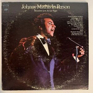 Johnny Mathis In Person Vinyl Record Recorded live in Vagas 12 hits on 2 READ